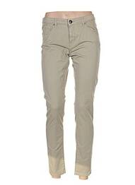Pantalon 7/8 fermeture zippée sous rabat boutonné taille basse beige MENSI COLLEZIONE femme