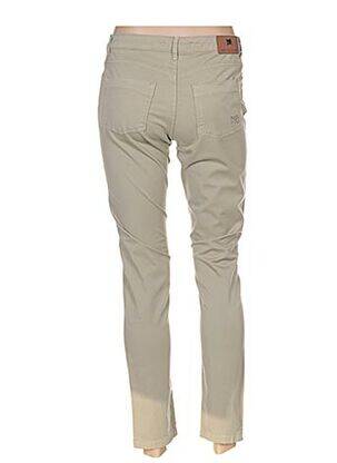 Pantalon 7/8 fermeture zippée sous rabat boutonné taille basse beige MENSI COLLEZIONE femme