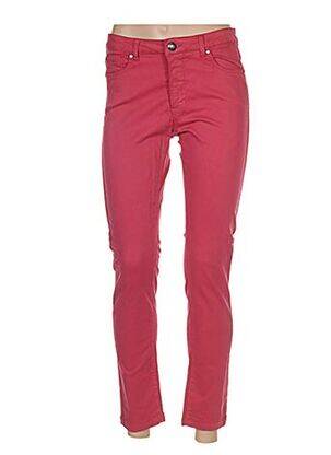 Pantalon 7/8 fermeture zippée sous rabat boutonné taille basse rouge MENSI COLLEZIONE femme