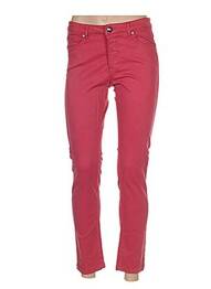 Pantalon 7/8 fermeture zippée sous rabat boutonné taille basse rouge MENSI COLLEZIONE femme