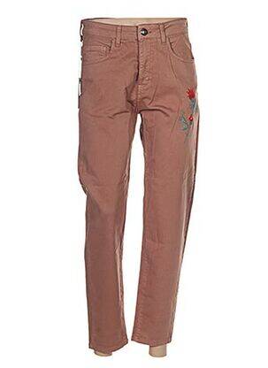 Pantalon 7/8 fermeture zippée sous rabat boutonné taille normale marron MENSI COLLEZIONE femme
