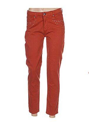 Pantalon 7/8 slim taille basse orange MENSI COLLEZIONE femme