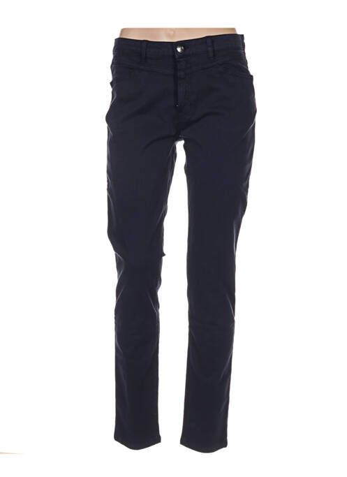 Pantalon 7/8 fermeture zippée sous rabat boutonné taille normale bleu MENSI COLLEZIONE femme