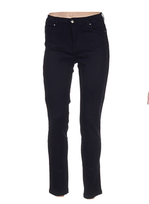 Pantalon slim taille basse taille basse bleu MENSI COLLEZIONE femme