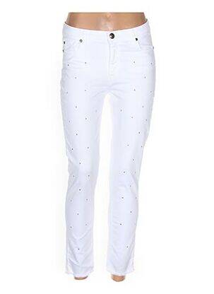 Pantalon 7/8 stretch taille basse blanc MENSI COLLEZIONE femme