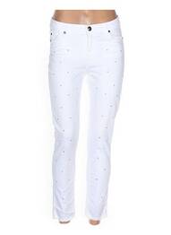 Pantalon 7/8 stretch taille basse blanc MENSI COLLEZIONE femme