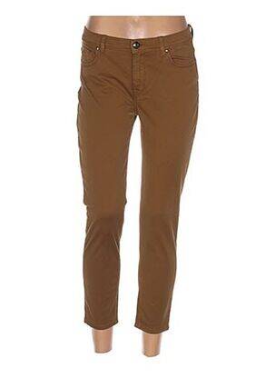 Pantalon 7/8 stretch taille basse marron MENSI COLLEZIONE femme