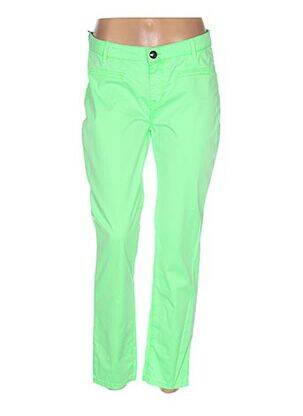 Pantalon 7/8 fermeture zippée sous rabat boutonné taille basse vert MENSI COLLEZIONE femme
