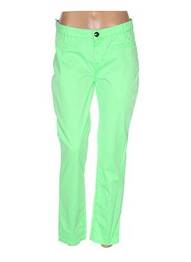Pantalon 7/8 fermeture zippée sous rabat boutonné taille basse vert MENSI COLLEZIONE femme