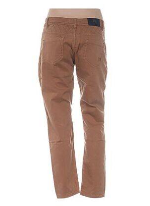 Pantalon droit fermeture zippée sous rabat boutonné taille normale marron MENSI COLLEZIONE femme