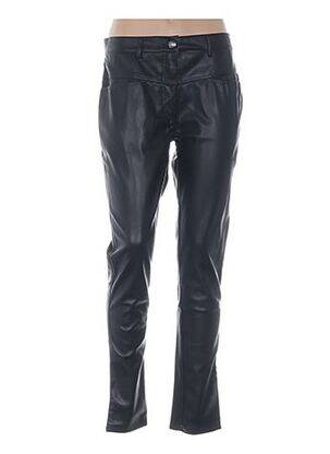 Pantalon droit taille haute taille haute noir MENSI COLLEZIONE femme