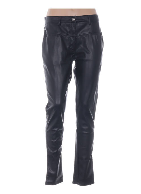 Pantalon droit taille haute taille haute noir MENSI COLLEZIONE femme