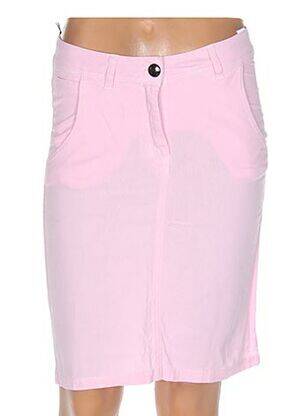 Jupe mi-longue coupe droite rose MENSI COLLEZIONE femme
