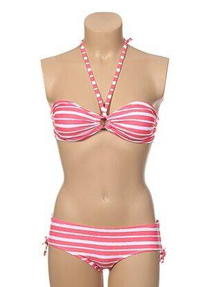 Maillot de bain 2 pièces fermeture clip haut soutien-gorge avec mousse de rembourrage amovible rose DORINA femme