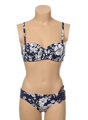 Maillot de bain 2 pièces fermeture clip haut soutien-gorge moulé bleu DORINA femme