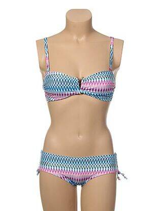 Maillot de bain 2 pièces fermeture clip haut soutien-gorge moulé bleu DORINA femme
