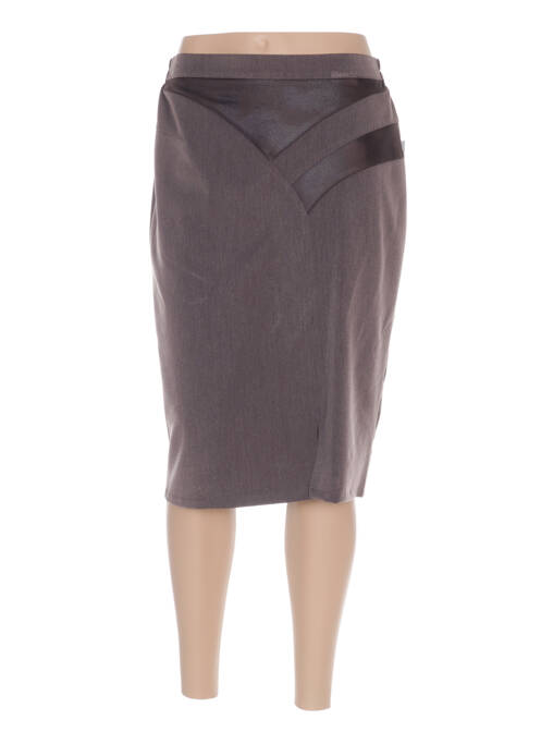Jupe mi-longue coupe droite marron QUATTRO femme