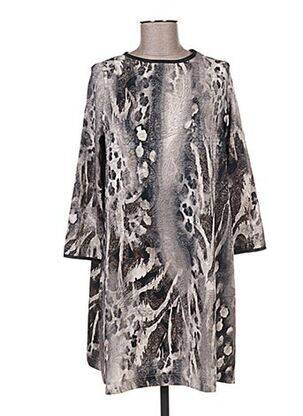 Robe mi-longue manches 3/4 manches 3/4 gris QUATTRO femme