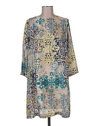 Robe mi-longue manches 3/4 manches 3/4 beige QUATTRO femme