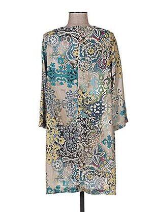 Robe mi-longue manches 3/4 manches 3/4 beige QUATTRO femme