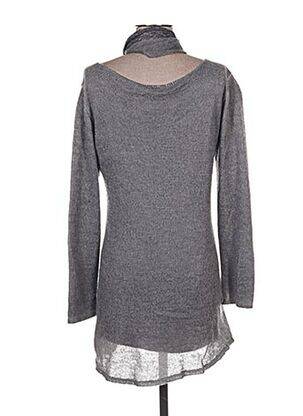 Robe pull tissage chiné manches longues gris QUATTRO femme