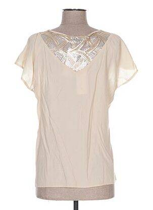 Blouse col rond manches courtes beige QUATTRO femme