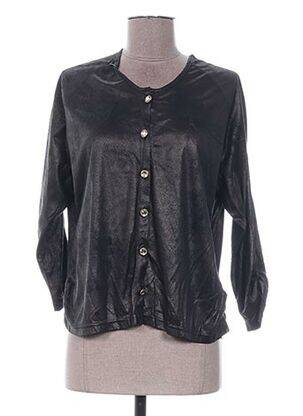 Gilet manches longues col rond noir QUATTRO femme