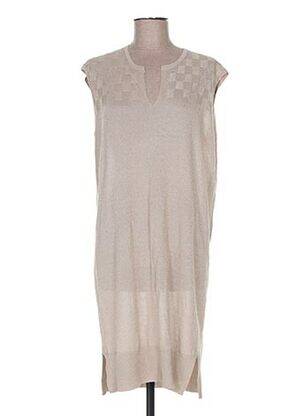 Robe pull resserrée sur le bas manches courtes beige ROSE TONKA femme