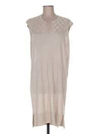 Robe pull col v manches courtes beige ROSE TONKA femme