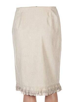 Jupe mi-longue coupe droite évasée sur le bas beige LEA ROME femme