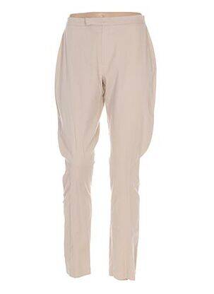 Pantalon 7/8 fermeture zippée sous rabat avec crochet taille normale beige PHILIPPE ADEC femme