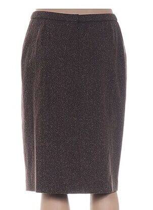 Jupe mi-longue taille élastique marron PAUPORTÉ femme
