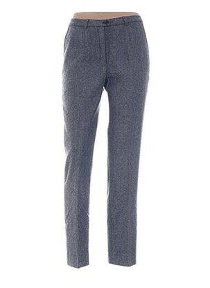 Pantalon droit fermeture zippée sous rabat boutonné bleu WEINBERG femme