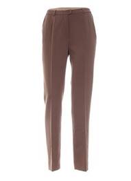 Pantalon droit taille à pinces taille haute marron WEINBERG femme