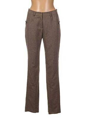Pantalon droit fermeture zippée sous rabat boutonné taille normale beige PAUPORTÉ femme