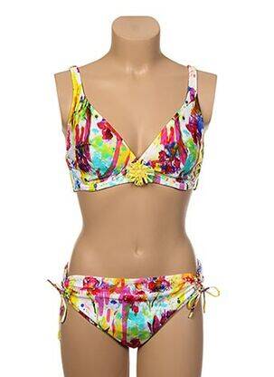 Maillot de bain 2 pièces fermeture clip blanc ANTIGEL femme