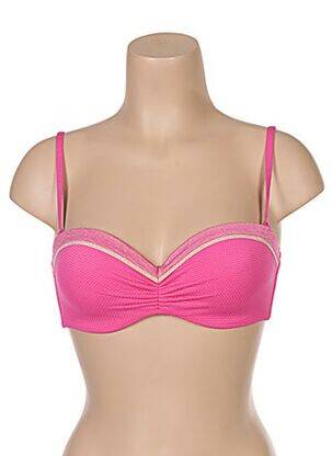 Haut de maillot de bain bretelles élastiquées amovibles haut soutien-gorge moulé rose VARIANCE femme