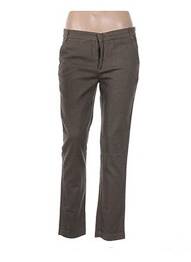 Pantalon droit fermeture zippée sous rabat avec crochet taille normale marron WAS femme