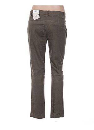 Pantalon droit fermeture zippée sous rabat avec crochet taille normale marron WAS femme