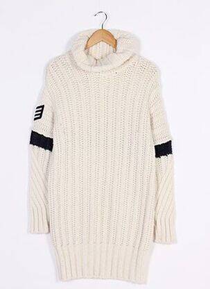Pull col roulé maille grosse maille manches longues beige GIGI femme