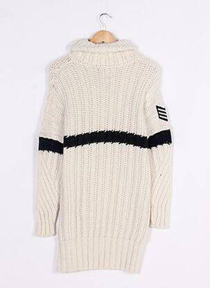 Pull col roulé maille grosse maille manches longues beige GIGI femme