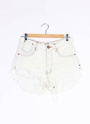 Short fermeture zippée sous rabat boutonné taille normale beige ONE TEASPOON femme
