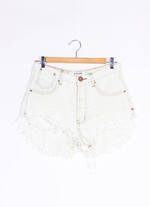 Short fermeture zippée sous rabat boutonné taille normale beige ONE TEASPOON femme