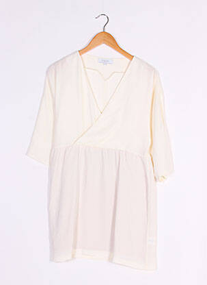 Robe courte manches 3/4 manches 3/4 blanc MANSOR femme