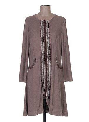 Robe mi-longue manches longues manches longues beige TENDANCE UNIQUE femme