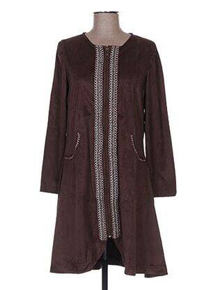 Robe mi-longue manches longues manches longues marron TENDANCE UNIQUE femme