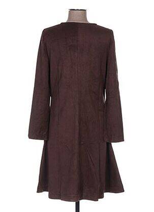 Robe mi-longue manches longues manches longues marron TENDANCE UNIQUE femme