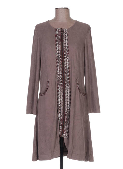 Robe mi-longue manches longues manches longues beige TENDANCE UNIQUE femme
