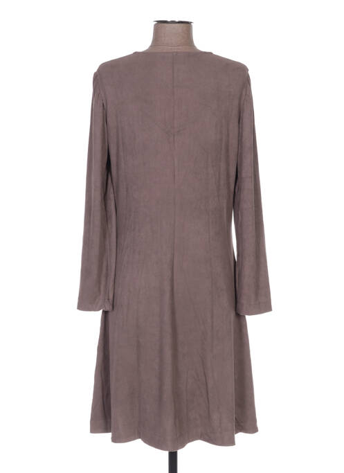 Robe mi-longue manches longues manches longues beige TENDANCE UNIQUE femme