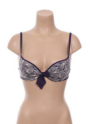 Haut de maillot de bain bretelles élastiquées ajustables haut soutien-gorge push-up violet HUIT femme